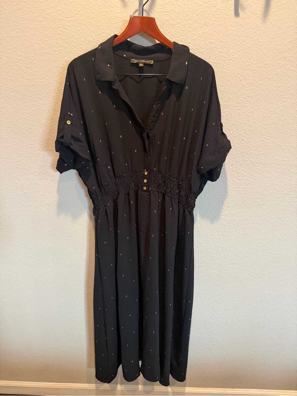 Alex & Parker Black Short-Sleeve Shirt Waist Dress 3X Plus Size